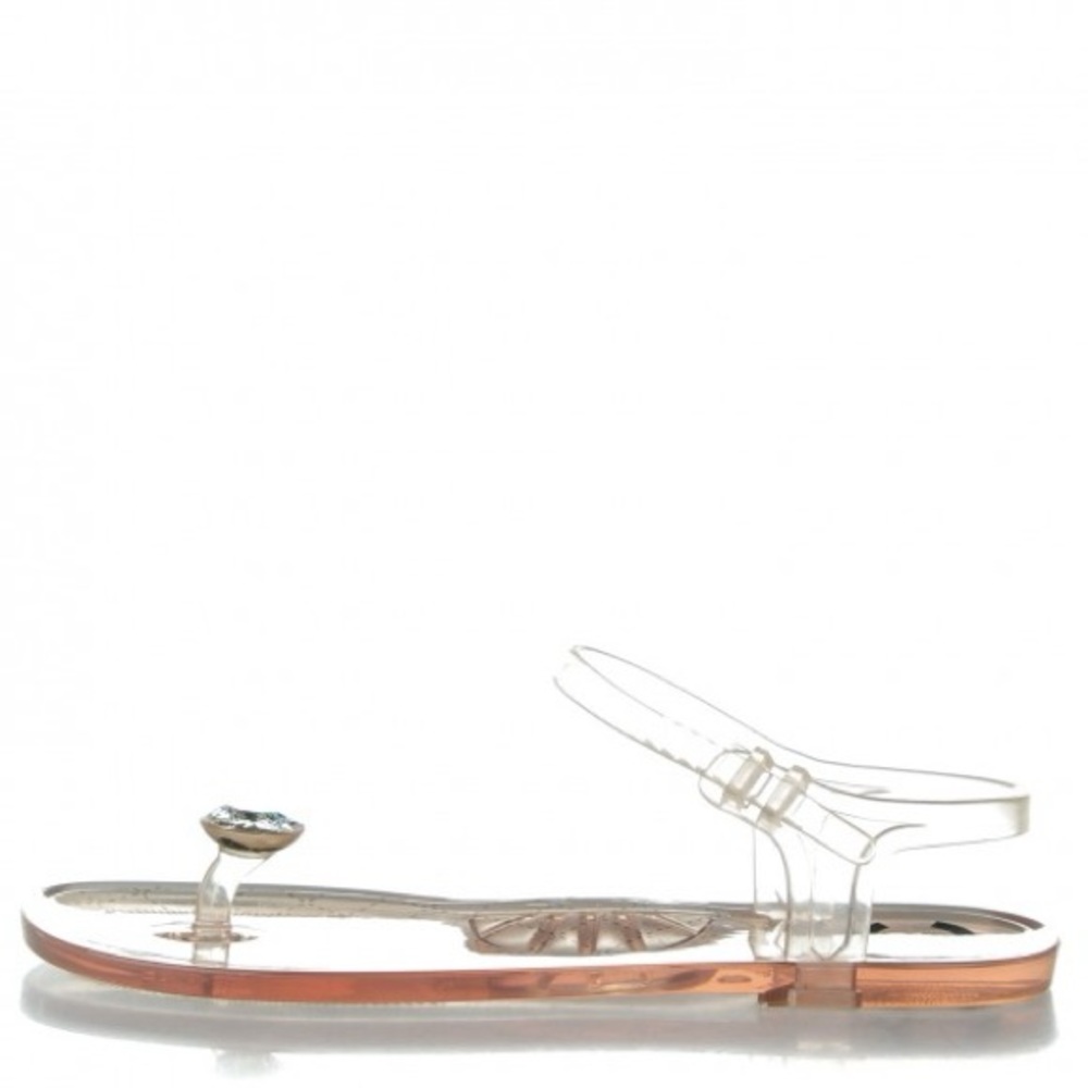 CHANEL Clear Jelly Crystal CC Thong Sandals 40